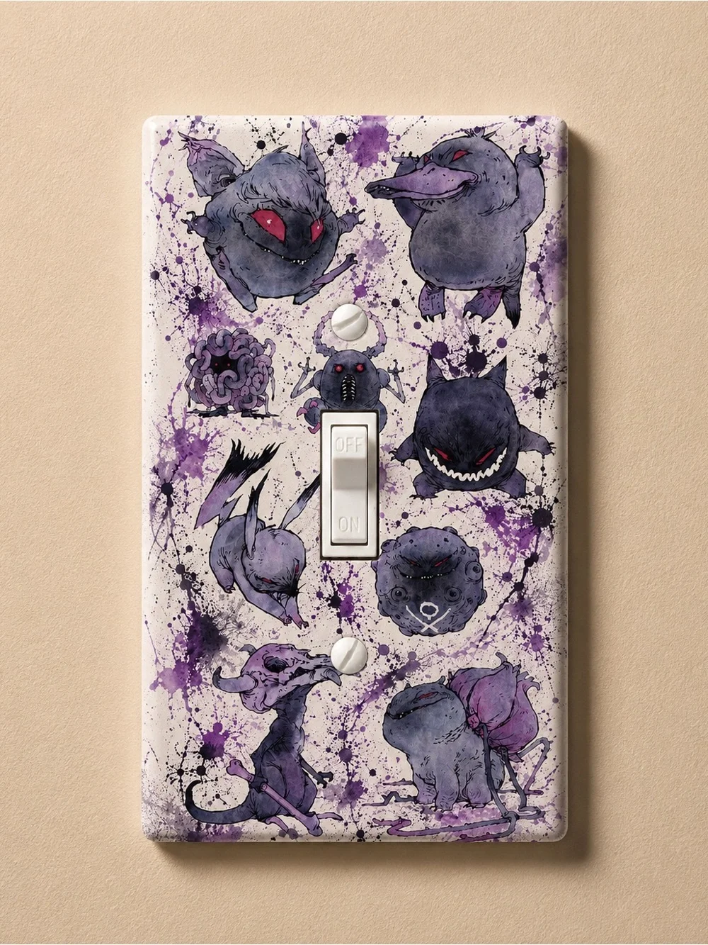 Purple Ghost Character Decorative Light Switch Cover Plate